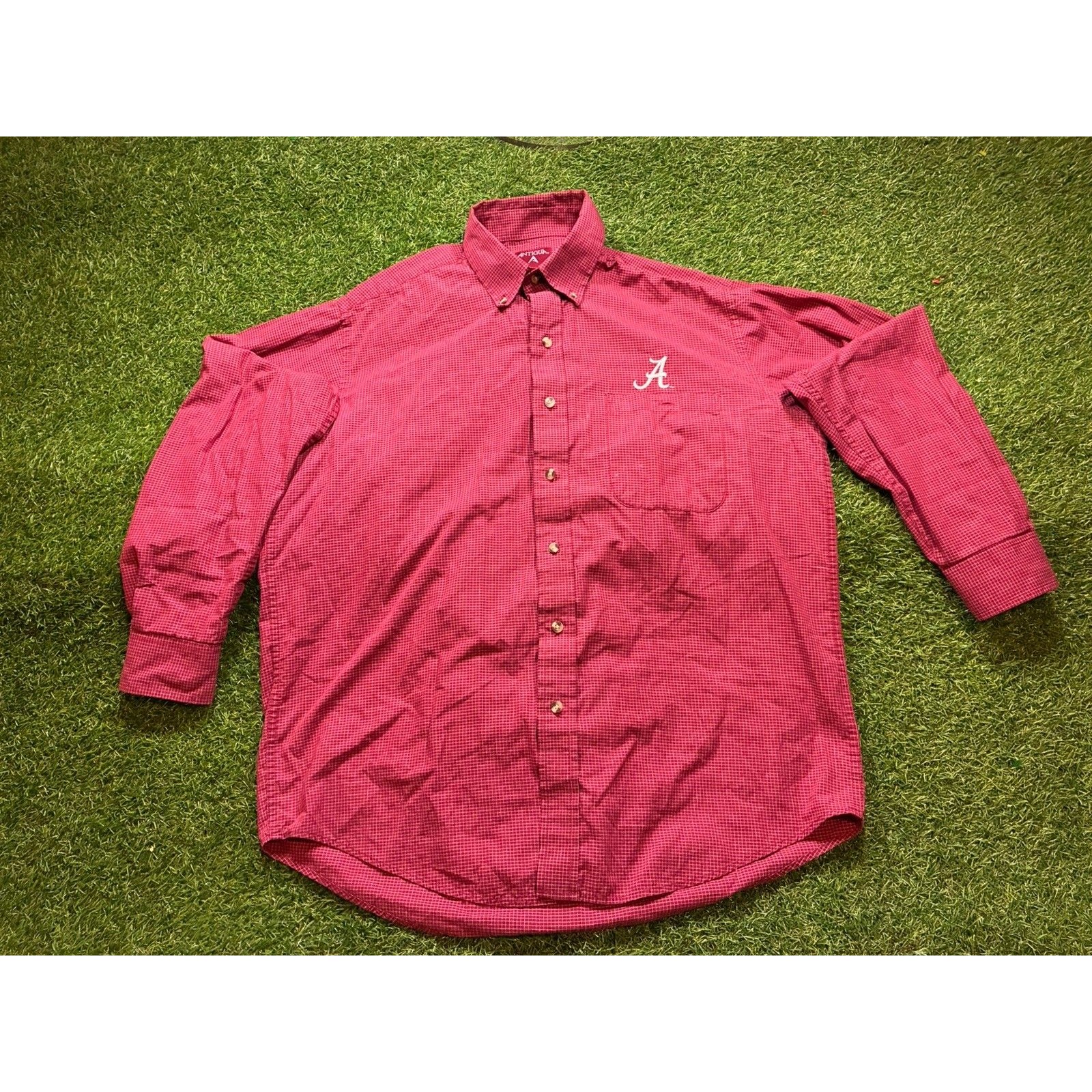 Alabama Crimson Tide Shirt Mens Mediumred Ncaa Football Antigua Button Down